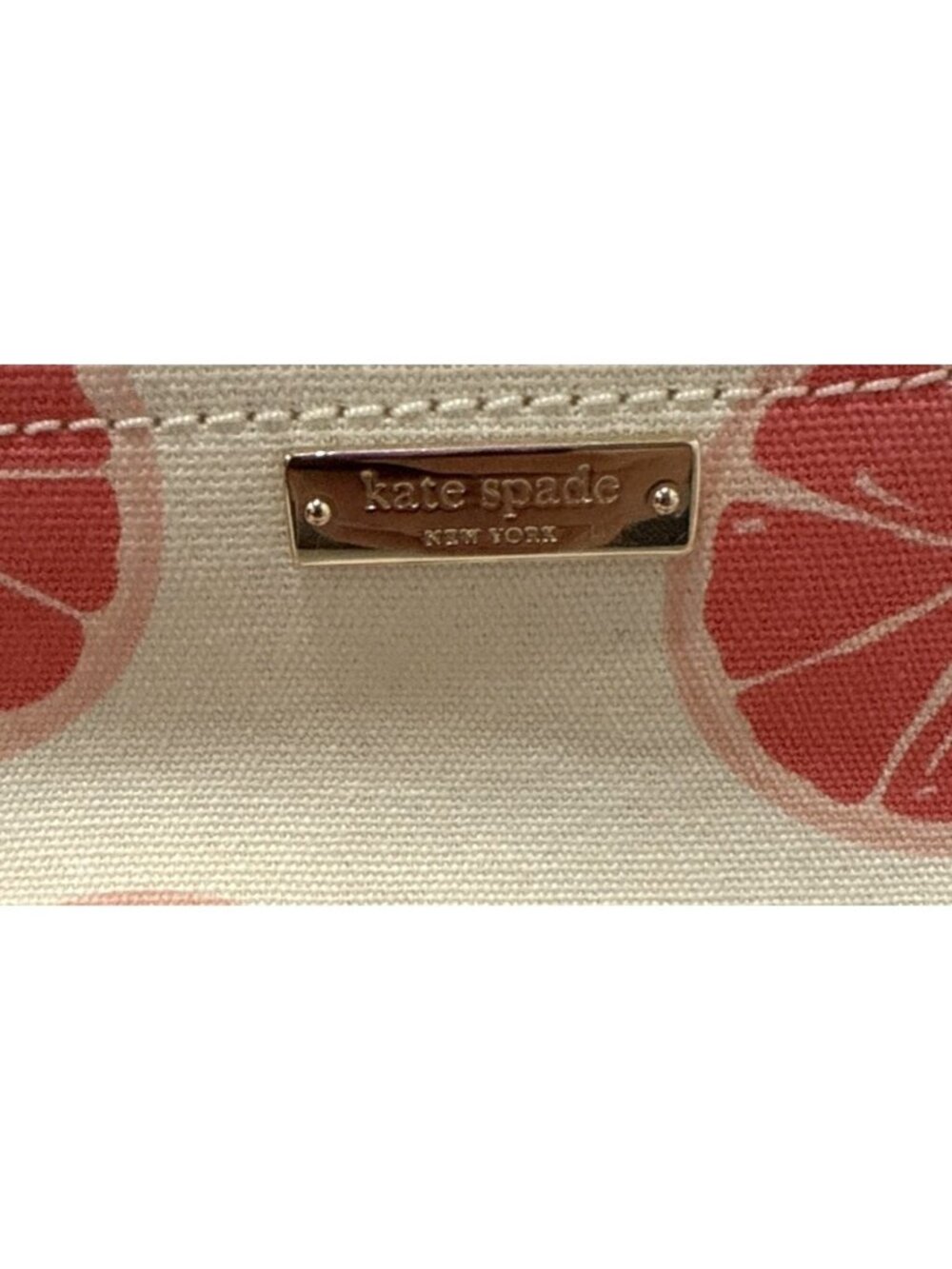 Kate Spade Flights Of Fancy Francis 'Pucker Up' Grapefruit Canvas Tote Purse Bag - Picture 8 of 11